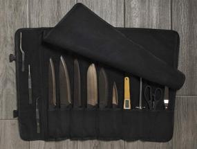 img 3 attached to 🔪 Asaya Chef Knife Roll Bag - 10 Knife Slots and Large Zipper Pocket - Durable Canvas Knife Case with Adjustable Shoulder Strap - Knives not Included