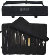 🔪 asaya chef knife roll bag - 10 knife slots and large zipper pocket - durable canvas knife case with adjustable shoulder strap - knives not included logo