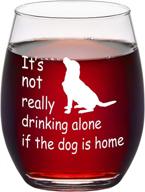 🐶 modwnfy dog lover stemless wine glass - the perfect gift for dog lovers: it's not really drinking alone if the dog is home wine glass логотип