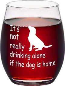 img 4 attached to 🐶 Modwnfy Dog Lover Stemless Wine Glass - The Perfect Gift for Dog Lovers: It's Not Really Drinking Alone If The Dog Is Home Wine Glass