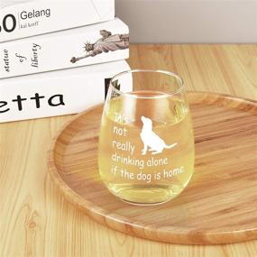 img 1 attached to 🐶 Modwnfy Dog Lover Stemless Wine Glass - The Perfect Gift for Dog Lovers: It's Not Really Drinking Alone If The Dog Is Home Wine Glass