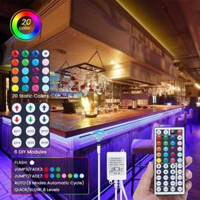 img 1 attached to 🌈 Tfzba 65.6ft RGB LED Strip Lights - Ultra Long 5050 LED Light Strips Kit with 44 Key IR Remote for Bedroom, Living Room, Kitchen, Party - Home LED Lights