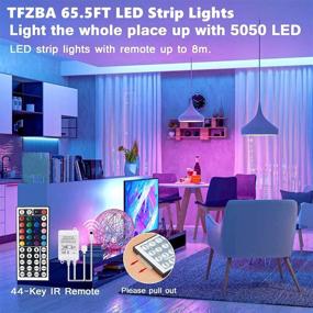 img 2 attached to 🌈 Tfzba 65.6ft RGB LED Strip Lights - Ultra Long 5050 LED Light Strips Kit with 44 Key IR Remote for Bedroom, Living Room, Kitchen, Party - Home LED Lights