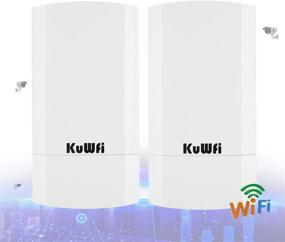 img 4 attached to 🌐 KuWFi 2-пакет WiFi мост, долгий диапазон беспроводной 5,8Г 900Мбит/сек Точка-Точка Точка доступа для помещений/улицы AP CPE Комплект | Поддерживает 2-3 км для PTP/PTMP