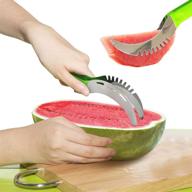 🍉 stainless steel watermelon slicer - large round cutter with comfortable plastic handle knife for cantaloupe, pineapple, honeydew, veggie, melon baller, zucchini - fresh chopper kitchen gadget logo