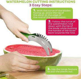 img 3 attached to 🍉 Stainless Steel Watermelon Slicer - Large Round Cutter with Comfortable Plastic Handle Knife for Cantaloupe, Pineapple, Honeydew, Veggie, Melon Baller, Zucchini - Fresh Chopper Kitchen Gadget