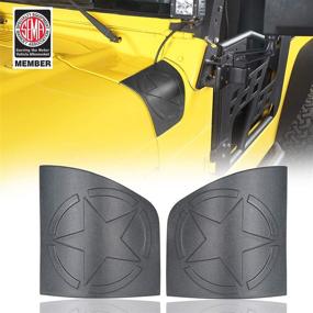 img 4 attached to Hooke Road Wrangler TJ Cowl Body Armor Cover Corner Guards w/Star Logo in Matte Black - Ultimate Protection for 1997-2006 Jeep TJ Wrangler