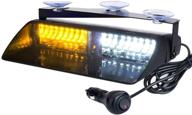 🚨 auxbeam led law enforcement emergency strobe lights: interior roof / dash / windshield with suction cups (amber+white) logo