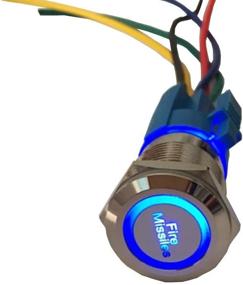 img 4 attached to 🔵 ESUPPORT 12V Momentary Car Vehicle Blue LED Light Headlight Push Button Metal Toggle Switch Socket Plug 19mm Fire Missiles - Ultimate Control for Car Lighting