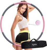 🏋️ tig fox weighted fitness hoop for adults - detachable design, 8 section stainless steel tube exercise equipment for women and men - pink логотип