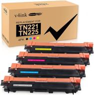 🖨️ v4ink 4pk toner cartridge replacement for brother color printer: tn221 tn225 high-quality toner for hl3170cdw, hl-3180cdw, mfc9130cw, mfc9330cdw, mfc9340cdw, and more logo