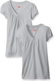 img 1 attached to 👚 Hanes Shirred V Neck Little Girls' Tops, Tees & Blouses