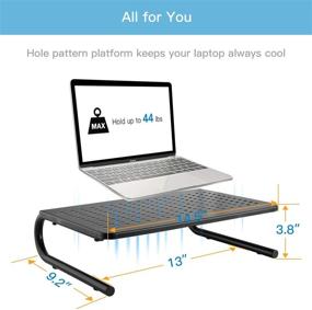 img 3 attached to 🖥️ HUANUO Monitor Stand Riser (2 Pack) - Vented Metal Design, 14.5" Platform, 4" Height, for Computer, Laptop, Desk, Printer - Black
