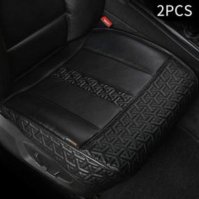 img 4 attached to Upgrade Your Car Seats with the Auto Newer Luxury Waterproof Leather Seat Covers – Front Seat Protectors with Full Wrapped Edge, Universal Anti Slip Cushion – Fits 95% Cars, SUVs, Trucks (Black, 2PCS)