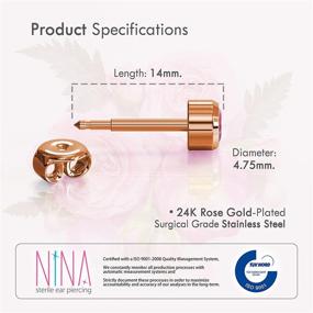 img 3 attached to 💎 Nina Medikal Gold Plated Stud Earrings - Hypoallergenic Stainless Steel Jewelry Set with Crystal Accents - Ear Piercing Kit Compatible - 12 Pairs