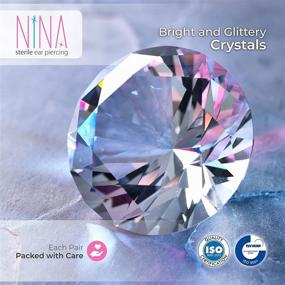 img 2 attached to 💎 Nina Medikal Gold Plated Stud Earrings - Hypoallergenic Stainless Steel Jewelry Set with Crystal Accents - Ear Piercing Kit Compatible - 12 Pairs