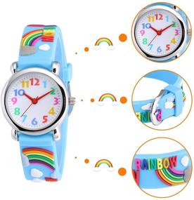 img 3 attached to Jewtme Cute Toddler Children Kids Watches Ages 3-8 - Analog Time Teacher 3D Silicone Band Cartoon Watch for Little Girls Boys