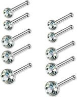 stylish and hypoallergenic 22g nose ring studs by jewelrieshop - 60pcs stainless steel cz piercing jewelry for women and men logo