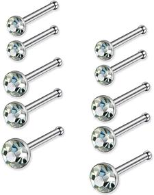 img 4 attached to Stylish and Hypoallergenic 22G Nose Ring Studs by JewelrieShop - 60pcs Stainless Steel CZ Piercing Jewelry for Women and Men
