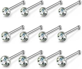 img 3 attached to Stylish and Hypoallergenic 22G Nose Ring Studs by JewelrieShop - 60pcs Stainless Steel CZ Piercing Jewelry for Women and Men