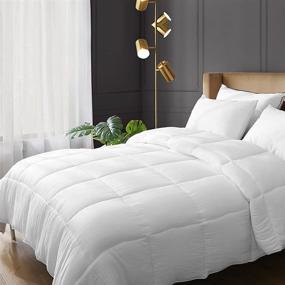 img 3 attached to 🛏️ TOPGREEN King Size Bed Comforter: All Season Fluffy Duvet Insert, Ultra-Soft Quilted Bio-Based Microfiber, Solid White