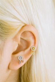 img 1 attached to Dreamy 16g Cz Ear Studs with Dream Catcher Design - Perfect Piercings for Women, Girls, and Teens