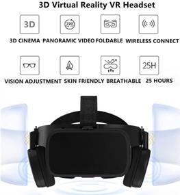 img 3 attached to 🎧 Wireless Bluetooth 3D Virtual Reality VR Headset with Remote, Compatible with Android iOS iPhone 12 11 Pro Max Mini X R S 8 7 Samsung 4.7-6.2" Cellphone, for Movies & Video Games IMAX