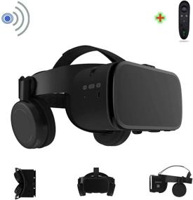 img 4 attached to 🎧 Wireless Bluetooth 3D Virtual Reality VR Headset with Remote, Compatible with Android iOS iPhone 12 11 Pro Max Mini X R S 8 7 Samsung 4.7-6.2" Cellphone, for Movies & Video Games IMAX