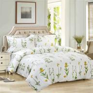 fadfay shabby floral duvet cover set - white and green cotton bedding with hidden zipper closure - twin size, 3-piece (1 duvet cover, 2 pillowcases) logo