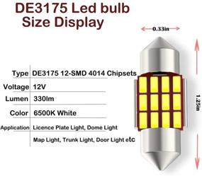 img 3 attached to Shuyee DE3175 LED Car Bulb 31mm 1.25in DE3021 DE3022 12V - Super Bright 12-SMD 4014 Chipsets, 6500K White (Pack of 4)