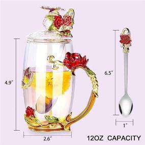 img 3 attached to ☕ Clear Glass Tea Cups with Lids - 2 Pack Vivimee 12 oz, Flower Tea Cup Set, Mother's Day Gifts, Spoon Included, Ideal for Coffee, Tea, Juice, Milk, Hot and Cold Drinks