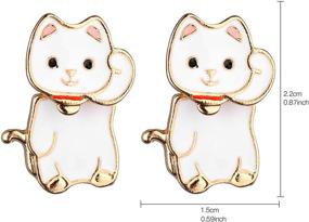 img 2 attached to Luck on both sides with Lux 🍀 Accessories Maneki-neko Lucky Cat Front to Back Stud Earrings