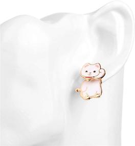 img 1 attached to Luck on both sides with Lux 🍀 Accessories Maneki-neko Lucky Cat Front to Back Stud Earrings