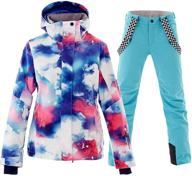 π colorful printed women's ski jacket and pants set - waterproof windproof snowsuit rain coat logo