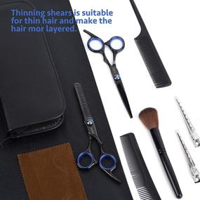 img 2 attached to 💇 Professional 6.6" Hair Cutting Scissors Set - 14 Pcs Hairdressing Scissors Kit with 6CR 440C Stainless Steel Blades - Perfect Haircut Shears Set for Barber/Salon/Home Use - Ideal for Men, Women, Kids, and Pets