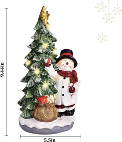 img 2 attached to Vintage Handicraft Resin Sculpture: LED-Lit Christmas Tree with Snowman | Indoor Tabletop Decorations