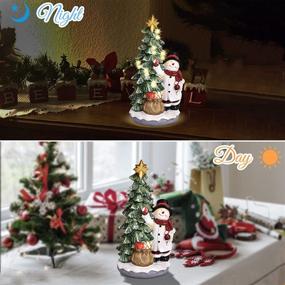 img 1 attached to Vintage Handicraft Resin Sculpture: LED-Lit Christmas Tree with Snowman | Indoor Tabletop Decorations