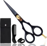 ontaki premium japanese steel beard trimming scissors - hand forged salon shears with precision and comfort - ideal for beards, mustaches, bangs, hair &amp; pets (gold &amp; black) logo