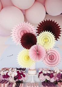 img 2 attached to Burgundy Pink Fall Bridal Shower Decorations/Burgundy Pink Birthday Party Decorations/Fall 7pcs Burgundy Cream Pink Pinwheels Tissue Paper Fans/Bachelorette Party Decorations/Burgundy Wedding