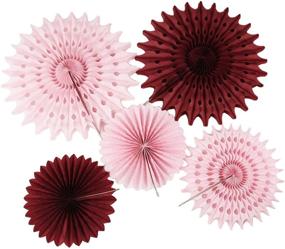 img 4 attached to Burgundy Pink Fall Bridal Shower Decorations/Burgundy Pink Birthday Party Decorations/Fall 7pcs Burgundy Cream Pink Pinwheels Tissue Paper Fans/Bachelorette Party Decorations/Burgundy Wedding