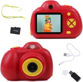 img 4 attached to 📷 IQ Toys Digital Camera for Kids: Capture, Record, and Playback Fun Moments! USB Cable, 16 GB SD Card, and USB Card Reader Included (Red)