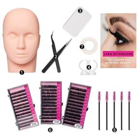 img 4 attached to 💄 Makeup Training and Eyelash Graft Practice Kit Set with Training Mannequin Head and False Eyelashes Extensions (No Glue Included)