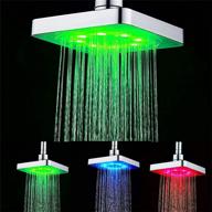 🚿 gudoqi led square shower head: temperature control, 3 color changing water flow, 6-inch rainfall, 6 led pieces—perfect for your bathroom logo