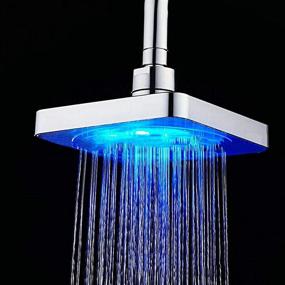 img 2 attached to 🚿 GudoQi LED Square Shower Head: Temperature Control, 3 Color Changing Water Flow, 6-inch Rainfall, 6 LED Pieces—Perfect for Your Bathroom
