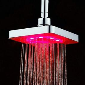img 3 attached to 🚿 GudoQi LED Square Shower Head: Temperature Control, 3 Color Changing Water Flow, 6-inch Rainfall, 6 LED Pieces—Perfect for Your Bathroom