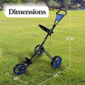 img 3 attached to SereneLife Lightweight Golf Push Cart - Foldable Walking Roller Trolley with Bracket Strap, Foam Grip, Scorecard Holder, Foot Brake - Max Load 33lbs