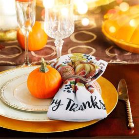 img 1 attached to 4-Piece Buffalo Plaid Pumpkin Turkey Dish Towels: Perfect for Thanksgiving, Fall Kitchen Decor, and Cooking/Baking