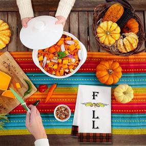 img 2 attached to 4-Piece Buffalo Plaid Pumpkin Turkey Dish Towels: Perfect for Thanksgiving, Fall Kitchen Decor, and Cooking/Baking