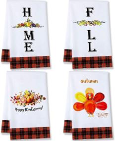 img 4 attached to 4-Piece Buffalo Plaid Pumpkin Turkey Dish Towels: Perfect for Thanksgiving, Fall Kitchen Decor, and Cooking/Baking
