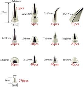 img 3 attached to 🔩 IDIYCLUB 265 Sets of Screwback Silver Punk Spikes and Studs: Multiple Designs Metal Cone Rivets Kit for Leather Crafts, Clothing, Shoes Decoration - Perfect for DIY Projects